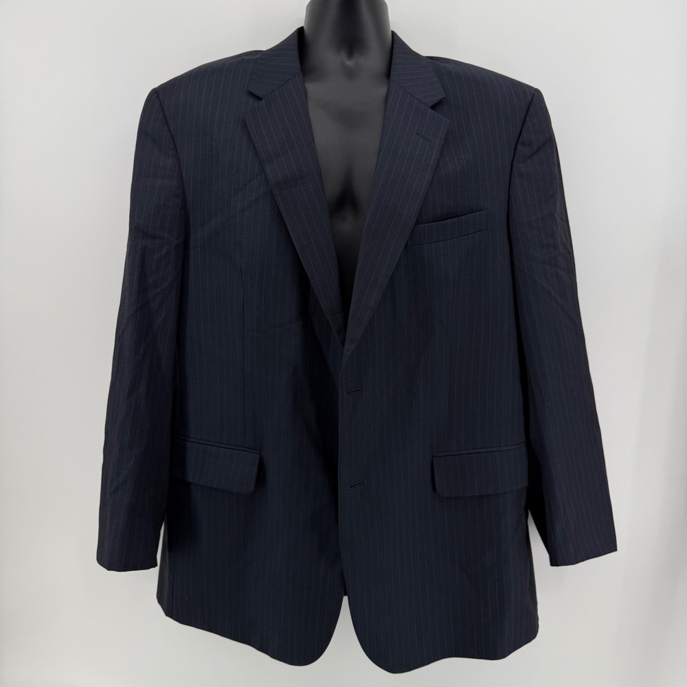 Jos. A. Bank Suit Jacket Mens 44R Navy Blue Pinstripe Wool Two Button Blazer